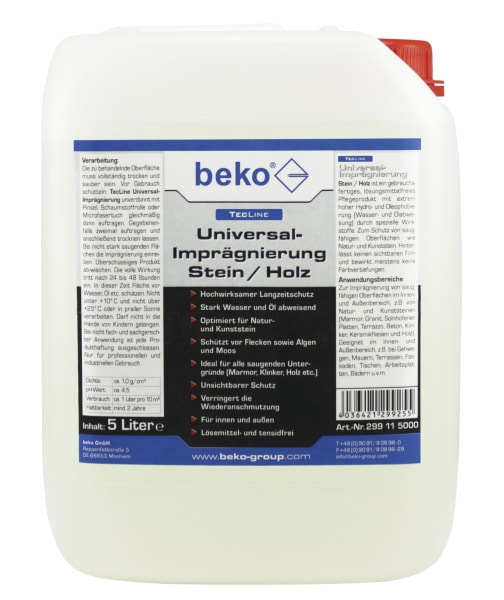 BEKO - TecLine Universal-Imprägnierung Stein/Holz 5 l Kanister