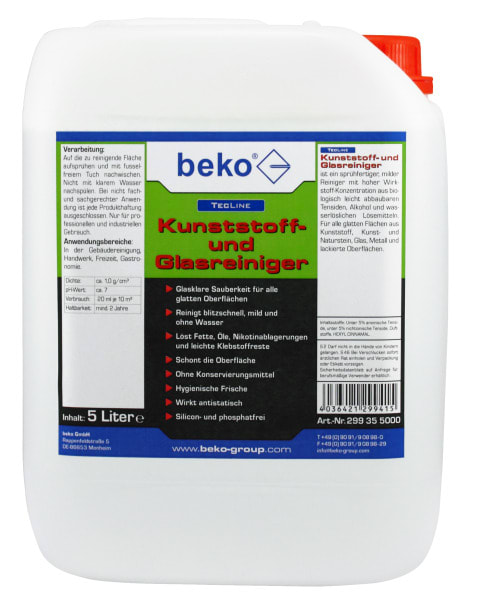 BEKO - TecLine Kunststoff- und Glasreiniger 5 l Kanister