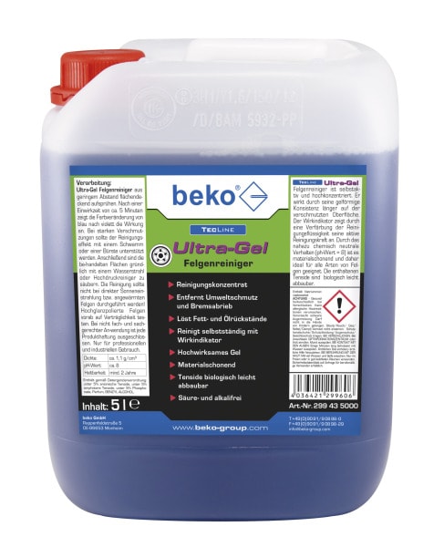 BEKO - TecLine Ultra-Gel Felgenreiniger 5 l Kanister