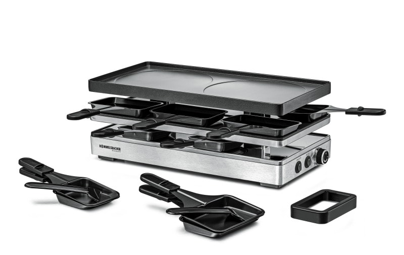 ROMMELSBACHER - Pizza-Raclette 1800W 8Pfännchen antihaft Pizzaebene m.6Pfännchen edst