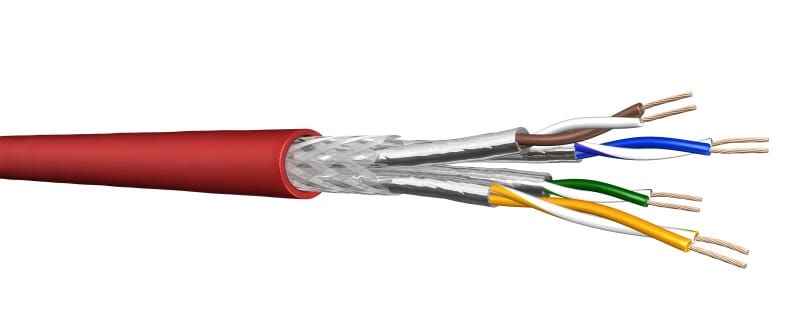 DRAKA - Datenkabel Kat.7 S/FTP flexibel 4x2xAWG27/7 PUR Fca rot 1000m