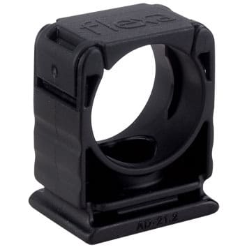 FLEXA - Halter inkl. Deckel für Wellschlauch, schwarz AD 21,2