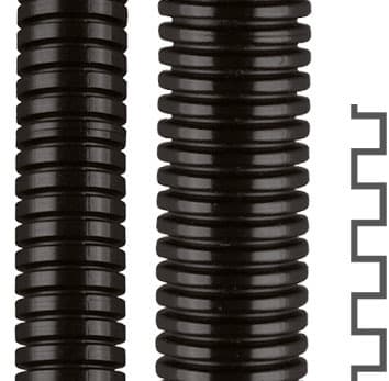 FLEXA - Wellschlauch, PA 6 LG, schwarz, wirtschaftlich, geschlitzt, AD 34,5, 29,0 x 54,5 mm