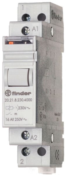 FINDER - Stromstossschalter für Reiheneinbau, 1 Schliesser 16A, An/Aus, für 230VAC