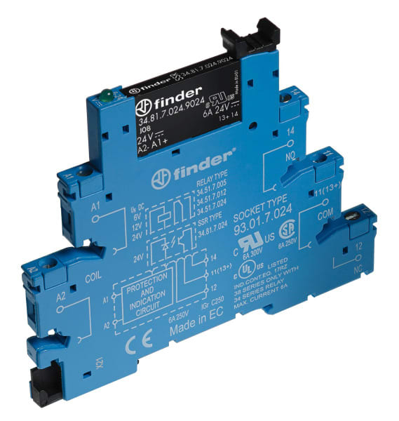 FINDER - Koppelrelais mit Schraubanschlüssen, Eingang 60 VDC, Ausgang SSR, 1S, 6 A/24VDC