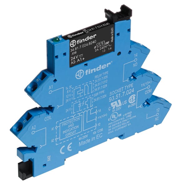 FINDER - Koppelrelais Zugfederklemmen, Eingang 24VDC, Ausgang SSR 1S 2A/230VAC