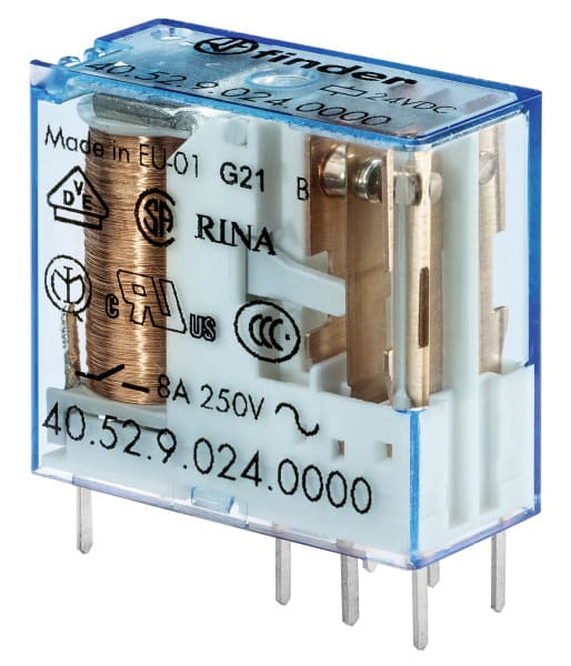 FINDER - Steck-/Printrelais, 2 W für 8A, Spule 24VDC