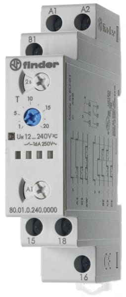 FINDER - Zeitrelais, Multifunktion, 6 Zeitfunktionen, 1 W 16A, für 12-240VAC/DC