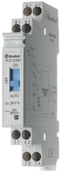 FINDER - Auto-Off-On-Relais, 1-stufig, 1 W 10A, für 24VAC/DC