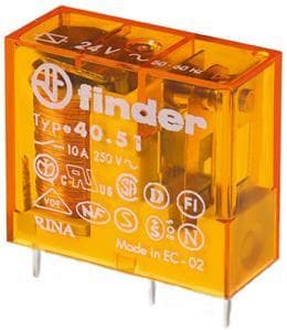 FINDER - Steck-/Printrelais, 1 W für 10A, Spule 24VAC