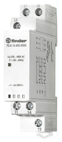 FINDER - Netzüberwachung, 3-Phasen 208 - 480VAC, 1 W 6A