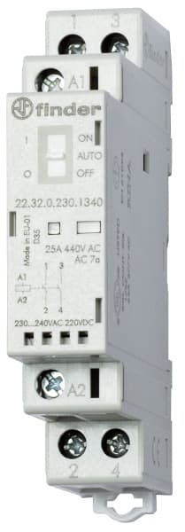 FINDER - Schütz für Reiheneinbau, 2 Schliesser 25A, Spule 230VAC/DC, LED