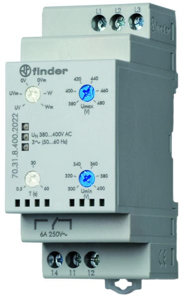 FINDER - Netzüberwachung, 3-Phasen 380 - 415VAC, 1 W 6A