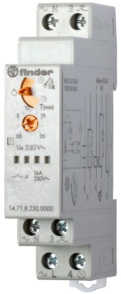 FINDER - Treppenhaus-Lichtautomat, Servicefunktion, 1 Schliesser 16A, für 230VAC