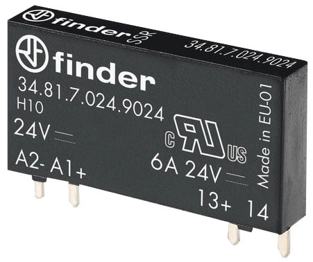 FINDER - Relais steck-/print, Eingang 24VDC, Ausgang SSR 1 Schliesser 6A/24VDC