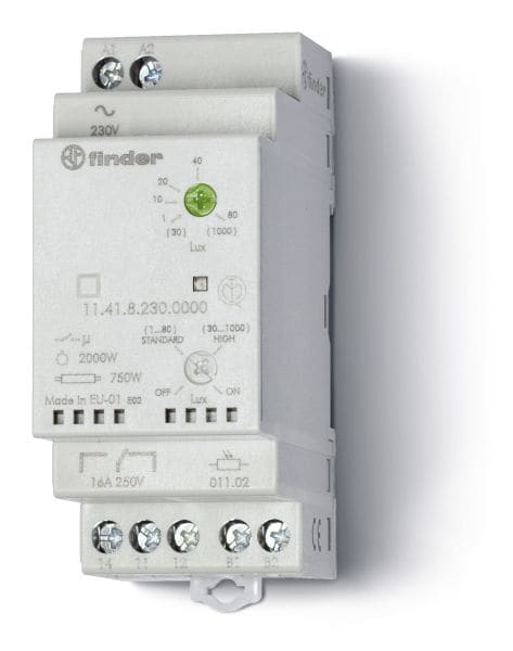 FINDER - Dämmerungsschalter Reiheneinbau, bis 1000 Lux, 1 W 16A, für 230VAC