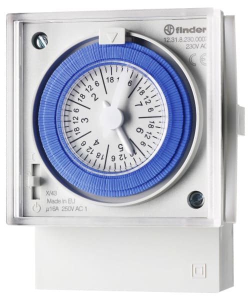 FINDER - Schaltuhr Fronttafeleinbau, mechanisch, Wochenprogramm, 1 W 16A, 230VAC