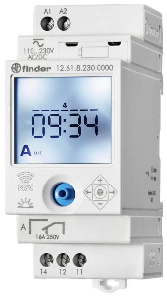 FINDER - Schaltuhr Reiheneinbau, elektronisch, Wochenprogramm, 1 W 16A, 230VAC