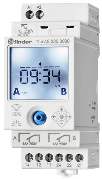 FINDER - Schaltuhr Reiheneinbau, elektronisch, Wochenprogramm,2 W 16A, 230VAC
