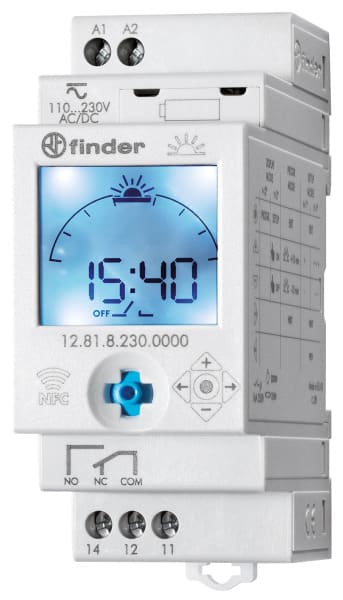 FINDER - Schaltuhr Reiheneinbau, Astroprogramm, 1 W 16A, 230VAC