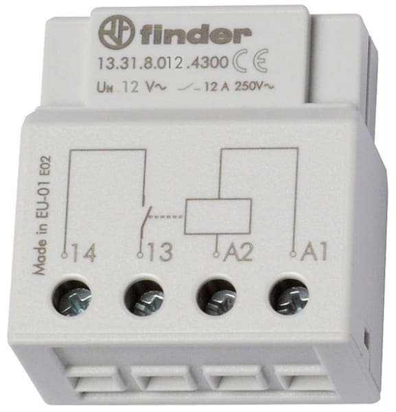 FINDER - Relais für UP-Dose oder Schalterdose, 1 Schliesser 12A, für 12VAC