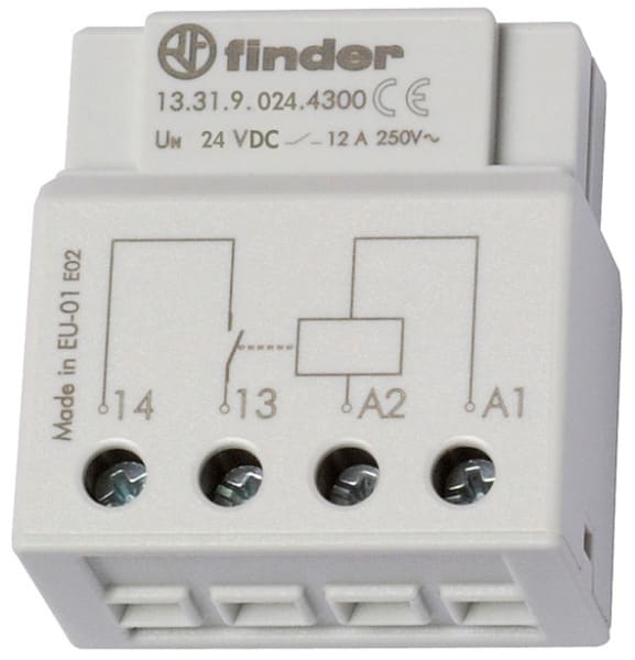 FINDER - Relais für UP-Dose oder Schalterdose, 1 Schliesser 12A, für 24VDC