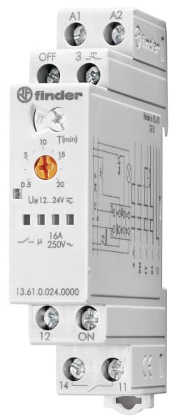FINDER - Stromstossschalter, Zentral-EIN/AUS-Funktion, 1 Schliesser 16A, für 12-24VAC/DC