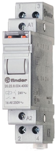 FINDER - Stromstossschalter Reiheneinbau, 2 Schliesser 16A, An An/Aus Aus, 24VAC