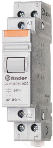 FINDER - Installationsrelais Reiheneinbau, 1S+1Ö 20A, Prüftaste, 230VAC