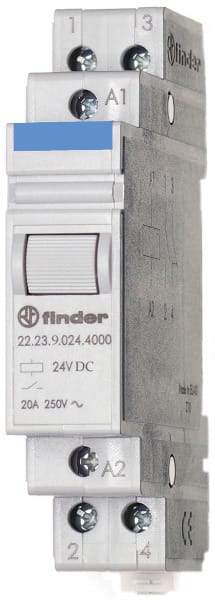 FINDER - Installationsrelais Reiheneinbau, 1S+1Ö 20A, Prüftaste, 24VDC