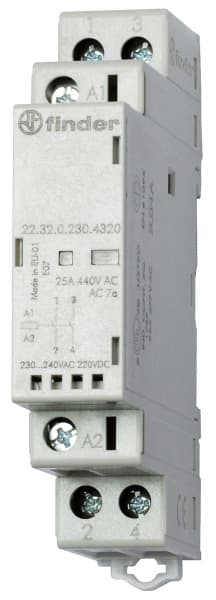FINDER - Schütz Reiheneinbau, 2 Schliesser 25A, Spule 230VAC/DC, LED