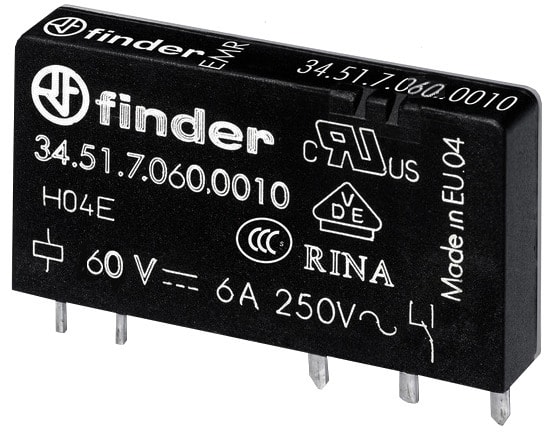 FINDER - Steck-/Printrelais, 1 W 6A, Spule 60VDC sensitiv