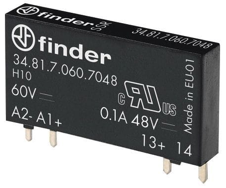 FINDER - Steck-/Printrelais, Eingang 24VDC, Ausgang SSR 1 Schliesser 0,1A/48VDC
