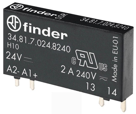 FINDER - Steck-/Printrelais, Eingang 24VDC, Ausgang SSR 1 Schliesser 2A/230VAC