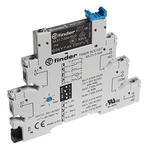 FINDER - Zeitrelais schraub, 6,2mm breit, 4 Zeitbereiche bis 6 Std, 1 W 6A, für 24VAC/DC