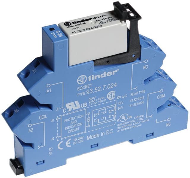 FINDER - Koppelrelais Zugfederklemmen, 2 W 8A, Spule 24VDC