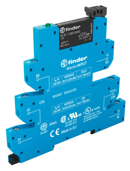 FINDER - Koppelrelais MasterINPUT, Schraubanschlüsse, SSR 1 S 6A/24VDC, Eingang 24VAC/DC