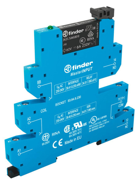 FINDER - Koppelrelais-MasterINPUT, Schraub, 1 W 6A hartvergoldet, Spule 12VAC/DC