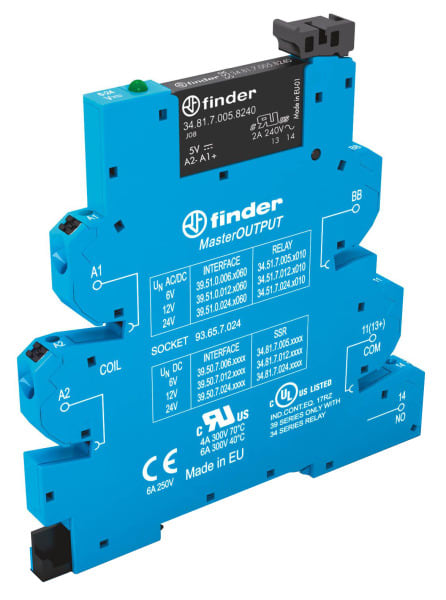 FINDER - Koppelrelais-MasterOUTPUT, Push-In, SSR 1 Schliesser 6A/24VDC, Eingang 230VAC