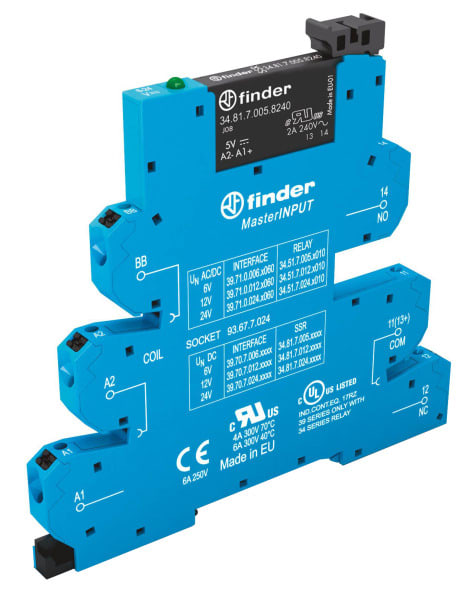 FINDER - Koppelrelais MasterINPUT, Push-In, SSR 1 Schliesser 6A/24VDC, Eingang 24VDC