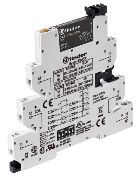 FINDER - Koppelrelais MasterTIMER, Schraub, SSR 1 S 6A/24VDC, 8 Zeitfunkt, Eing 12VAC/DC