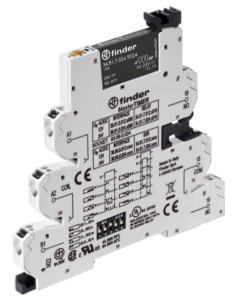 FINDER - Koppelrelais MasterTIMER, Push-In, SSR 1 S 6A/24VDC, 8 Zeitfunkt, Eing.24VAC/DC