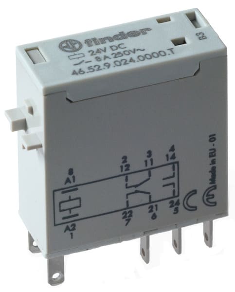 FINDER - Industrie-Miniaturrelais für Bahnanwendungen, 2 W 8A, Spule 24VDC