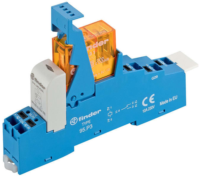 FINDER - Koppelrelais Push-In-Klemmen, 1 W 10A, Spule 12VAC