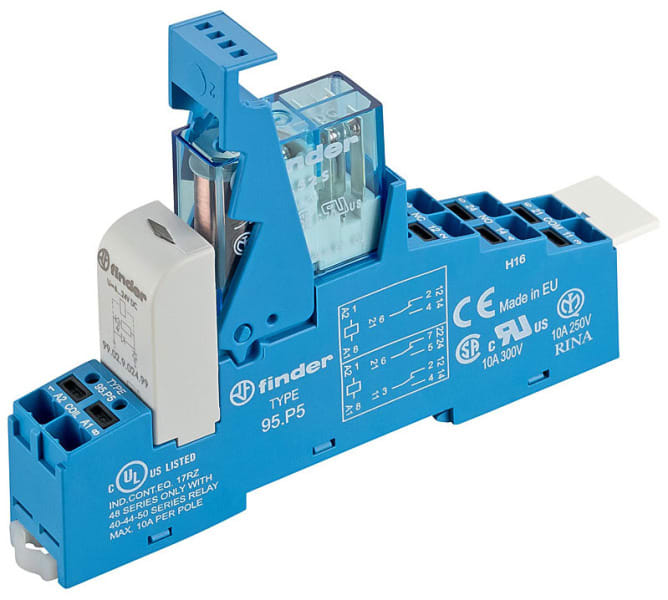 FINDER - Koppelrelais Push-In-Klemmen, 2 W 8A, Spule 24VDC