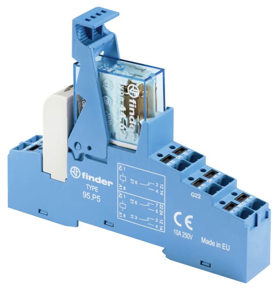 FINDER - Koppelrelais Push-In-Klemmen, 2 W 10A, Spule 12VDC
