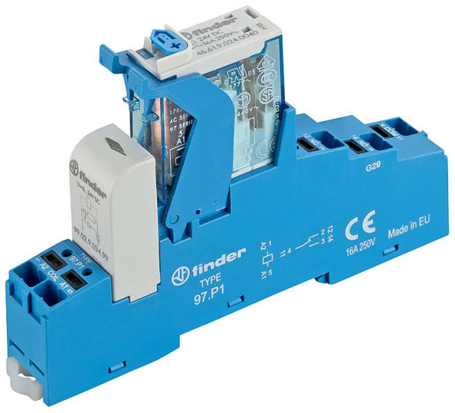 FINDER - Koppelrelais Push-In-Klemmen, 1 W 10A, Spule 24VDC