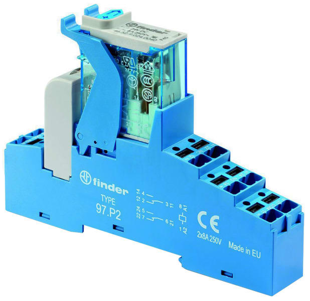 FINDER - Koppelrelais Push-In-Klemmen, 2 W 8A, Spule 24VDC