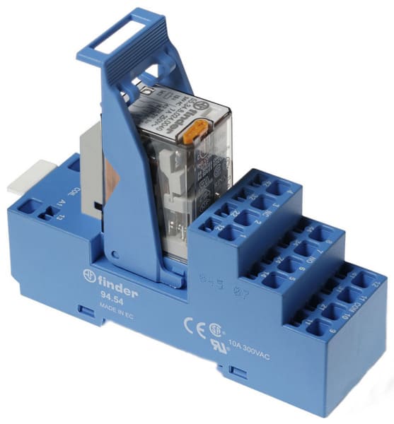 FINDER - Koppelrelais Zugfederklemmen, 4 Wechsler 7A, Spule 230VAC