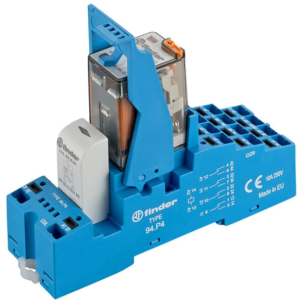 FINDER - Koppelrelais Push-In-Klemmen, 4 Wechsler 7A, Spule 24VAC